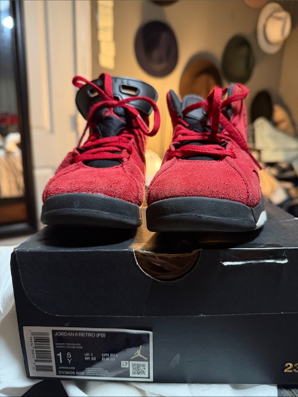 Jordan Kids Red Suede High-Top Sneakers